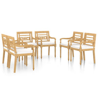 Thumbnail for Batavia-Stühle 6 Stk. mit Kissen Massivholz Teak