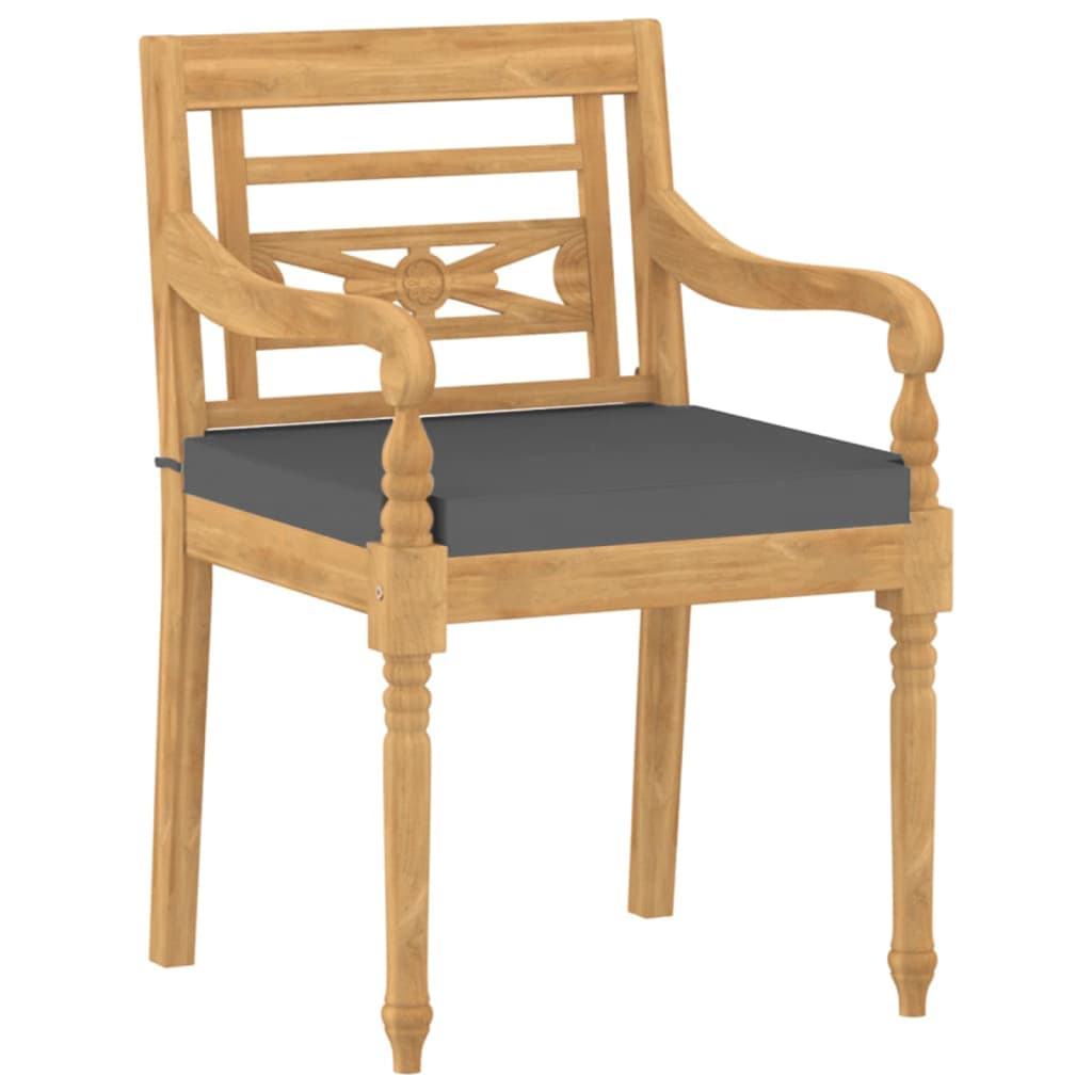 Batavia-Stühle 4 Stk. mit Kissen Massivholz Teak