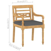 Thumbnail for Batavia-Stühle 4 Stk. mit Kissen Massivholz Teak