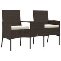 Thumbnail for 2-Sitzer Gartensofa mit Teetisch Poly Rattan Braun