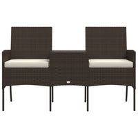 Thumbnail for 2-Sitzer Gartensofa mit Teetisch Poly Rattan Braun