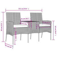 Thumbnail for 2-Sitzer Gartensofa mit Teetisch Poly Rattan Braun