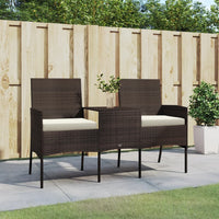 Thumbnail for 2-Sitzer Gartensofa mit Teetisch Poly Rattan Braun