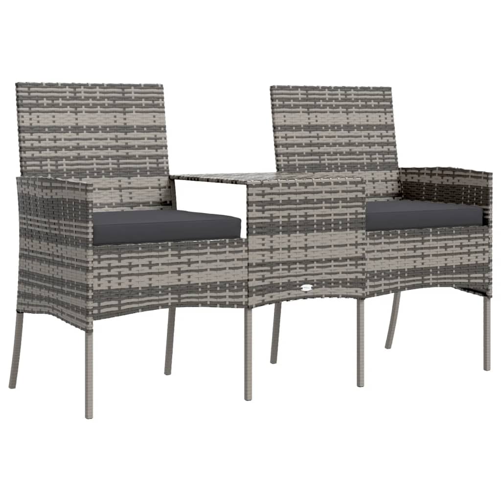2-Sitzer-Gartensofa mit Teetisch Poly Rattan Anthrazit