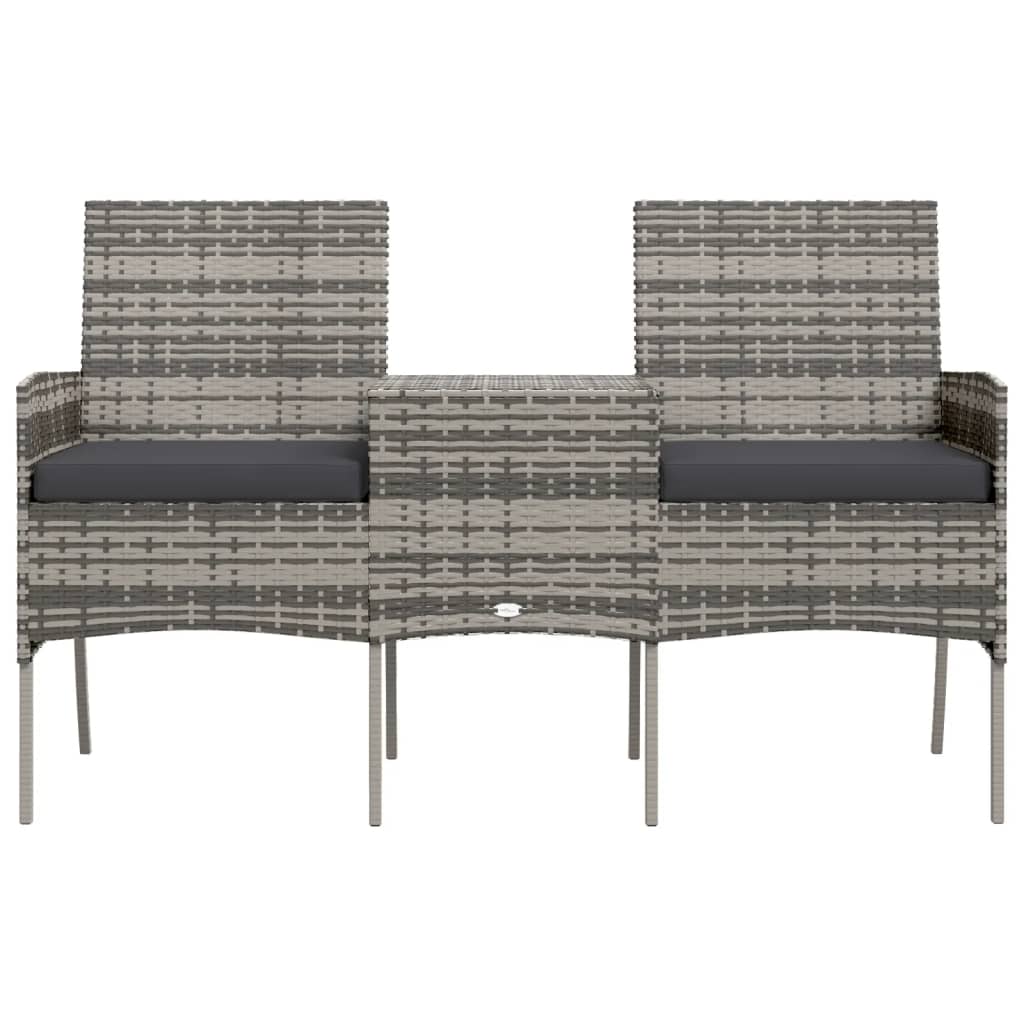 2-Sitzer-Gartensofa mit Teetisch Poly Rattan Anthrazit
