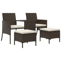 Thumbnail for Gartensofa 2-Sitzer mit Tisch und Hockern Braun Poly Rattan