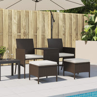 Thumbnail for Gartensofa 2-Sitzer mit Tisch und Hockern Braun Poly Rattan