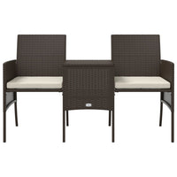 Thumbnail for Gartensofa 2-Sitzer mit Tisch und Hockern Braun Poly Rattan