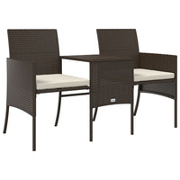 Thumbnail for Gartensofa 2-Sitzer mit Tisch und Hockern Braun Poly Rattan