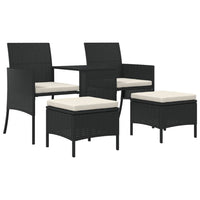 Thumbnail for Gartensofa 2-Sitzer mit Tisch und Hockern Schwarz Poly Rattan