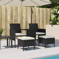 Thumbnail for Gartensofa 2-Sitzer mit Tisch und Hockern Schwarz Poly Rattan