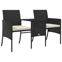Thumbnail for Gartensofa 2-Sitzer mit Tisch und Hockern Schwarz Poly Rattan