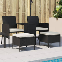 Thumbnail for Gartensofa 2-Sitzer mit Tisch und Hockern Schwarz Poly Rattan