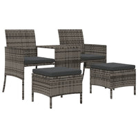 Thumbnail for Gartensofa 2-Sitzer mit Tisch und Hockern Grau Poly Rattan
