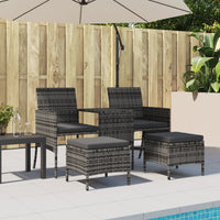 Thumbnail for Gartensofa 2-Sitzer mit Tisch und Hockern Grau Poly Rattan