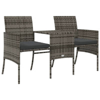 Thumbnail for Gartensofa 2-Sitzer mit Tisch und Hockern Grau Poly Rattan