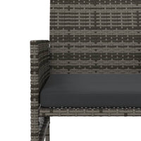Thumbnail for Gartensofa 2-Sitzer mit Tisch und Hockern Grau Poly Rattan