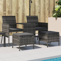 Thumbnail for Gartensofa 2-Sitzer mit Tisch und Hockern Grau Poly Rattan