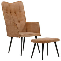 Thumbnail for Ohrensessel mit Hocker Braun Canvas