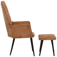 Thumbnail for Ohrensessel mit Hocker Braun Canvas