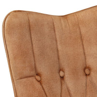 Thumbnail for Ohrensessel mit Hocker Braun Canvas