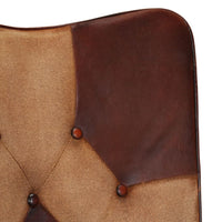Thumbnail for Sessel mit Hocker Braun Echtleder und Canvas