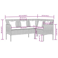 Thumbnail for Sofa in L-Form mit Kissen Poly Rattan Braun