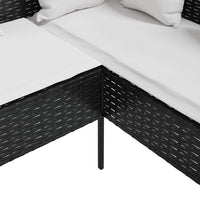 Thumbnail for Sofa in L-Form mit Kissen Poly Rattan Schwarz