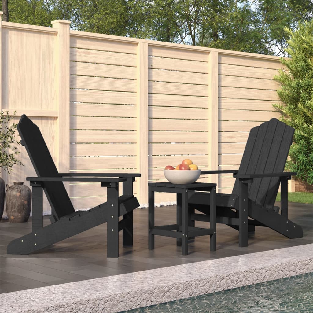 Adirondack-Gartenstühle mit Tisch HDPE Anthrazit