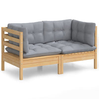 Thumbnail for 2-Sitzer-Gartensofa mit Grauen Kissen Massivholz Kiefer