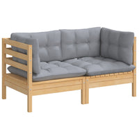 Thumbnail for 2-Sitzer-Gartensofa mit Grauen Kissen Massivholz Kiefer