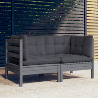 Thumbnail for 2-Sitzer-Gartensofa mit Anthrazit Kissen Massivholz Kiefer