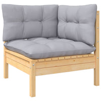 Thumbnail for 3-Sitzer-Gartensofa mit Grauen Kissen Massivholz Kiefer