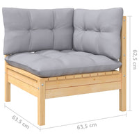Thumbnail for 3-Sitzer-Gartensofa mit Grauen Kissen Massivholz Kiefer