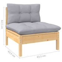 Thumbnail for 3-Sitzer-Gartensofa mit Grauen Kissen Massivholz Kiefer
