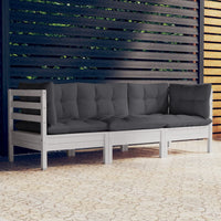 Thumbnail for 3-Sitzer-Gartensofa mit Anthrazit Kissen Massivholz Kiefer