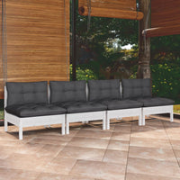 Thumbnail for 4-Sitzer-Gartensofa mit Anthrazit Kissen Massivholz Kiefer