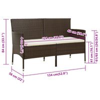 Thumbnail for Gartensofa 3-Sitzer mit Kissen Braun Poly Rattan