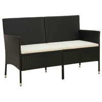 Thumbnail for 3-Sitzer-Gartensofa mit Kissen Schwarz Poly Rattan
