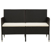 Thumbnail for 3-Sitzer-Gartensofa mit Kissen Schwarz Poly Rattan