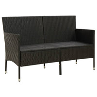 Thumbnail for 3-Sitzer-Gartensofa mit Kissen Schwarz Poly Rattan
