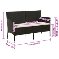 Thumbnail for 3-Sitzer-Gartensofa mit Kissen Schwarz Poly Rattan