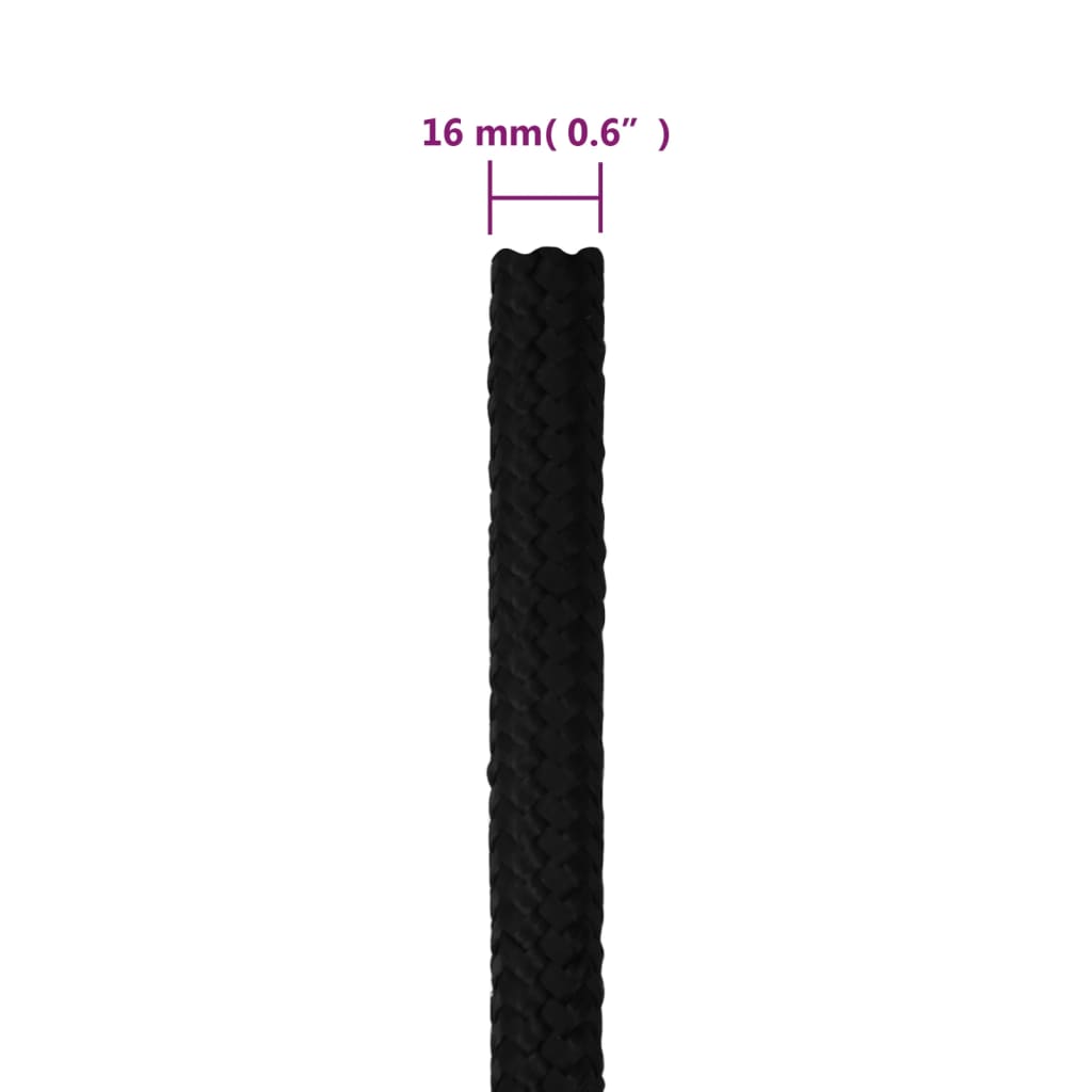 Arbeitsseil Schwarz 16 mm 100 m Polyester