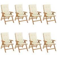 Thumbnail for Gartenstühle mit Auflagen 8 Stk. Massivholz Teak