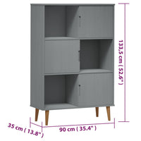 Thumbnail for Bücherregal MOLDE Grau 90x35x133,5 cm Massivholz Kiefer