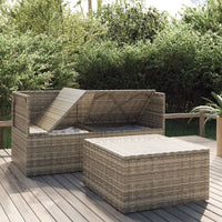 Thumbnail for 3-tlg. Garten-Lounge-Set mit Kissen Grau Poly Rattan