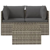 Thumbnail for 3-tlg. Garten-Lounge-Set mit Kissen Grau Poly Rattan