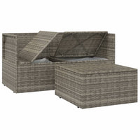Thumbnail for 3-tlg. Garten-Lounge-Set mit Kissen Grau Poly Rattan