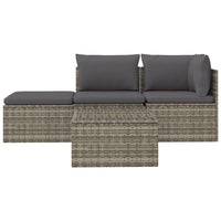 Thumbnail for 4-tlg. Garten-Lounge-Set mit Kissen Grau Poly Rattan