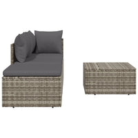 Thumbnail for 4-tlg. Garten-Lounge-Set mit Kissen Grau Poly Rattan
